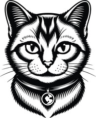 Cat Head Silhouette Set | Pet Animal Face Vector Minimal Cat Face Outline | Cute Kitty Head Clipart