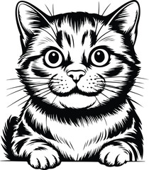 Cat Head Silhouette Set | Pet Animal Face Vector Minimal Cat Face Outline | Cute Kitty Head Clipart