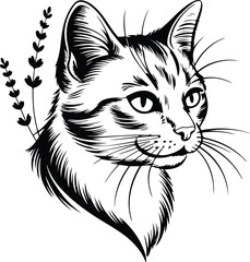 Cat Head Silhouette Set | Pet Animal Face Vector Minimal Cat Face Outline | Cute Kitty Head Clipart