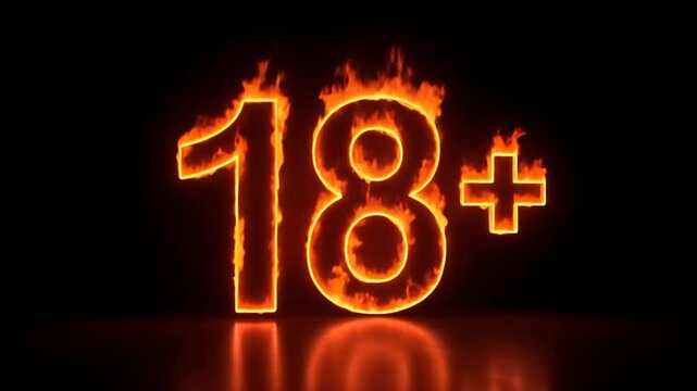 Fiery 18+ Symbol: Burning Adult Content Warning