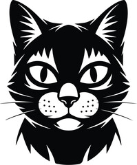 Cat Head Silhouette Set | Pet Animal Face Vector Minimal Cat Face Outline | Cute Kitty Head Clipart