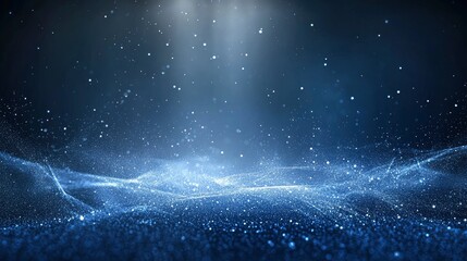 Abstract Blue Particle Waves: Serene, Glowing Digital Art