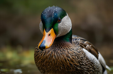 Obraz premium Majestic Mallard Duck Headshot