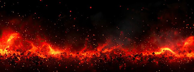 Fiery Embers: A Dramatic Inferno Art Print