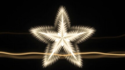 Glowing Yellow Fuzzy Star Symbol in Flat Minimal Design, Black Background
