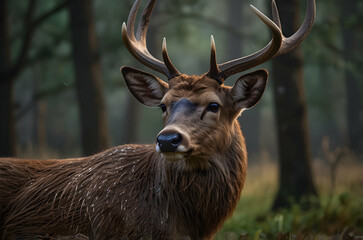 Fototapeta premium Sambar Deer Close-Up