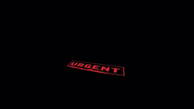 Animated 'URGENT' Rubber Stamp. Transparent background motion design