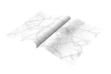 Abstract Rolled-Edge Map: Delicate Lines on White, Curled Paper Detail.