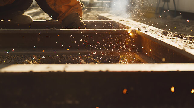 Welder Cutting Metal with Sparks Flying