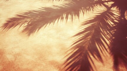Palm fronds cast rich shadows on a warm surface.