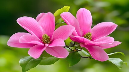 Fototapeta premium Stunning Pink Magnolia Blossoms Close Up Spring Flowers