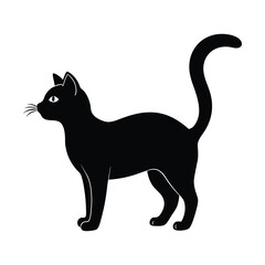 Black Cat with Arched Back Silhouette