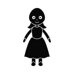 Creepy Doll Silhouette on White Background