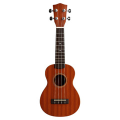 Obraz premium Mahogany ukulele musical instrument close up studio shot transparent background