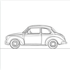 Obraz premium Continuous one line drawing of a vintage car, one line car icon vector background. Simple line drawing of an old vintage car.