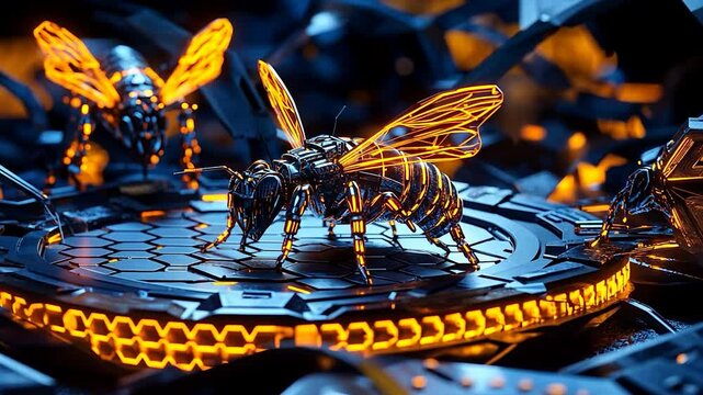 Futuristic Honeybees on Tech Platform
