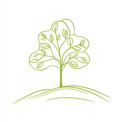 Obraz premium Continuous one line drawing of eco green tree with bush for garden icon. Natural ecology park logo hand drawn minimalist concept 
