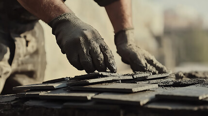 Construction Worker Applying Cement