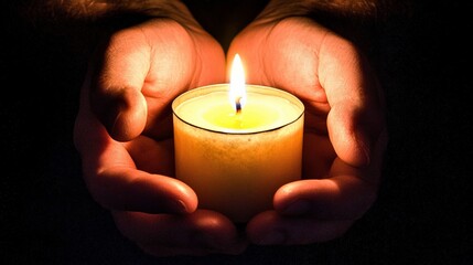 Warm Hands Holding a Glowing Candle Symbolizing Moral Guidance