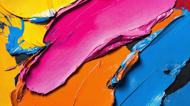 Vibrant Abstract Painting with Bold Colors and Dynamic Brush Strokes