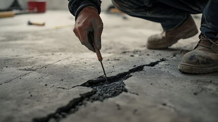 Repairing a Crack in Concrete with a Chisel
