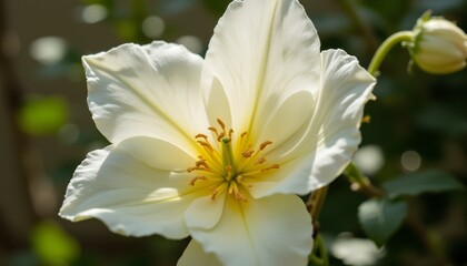 Fototapeta premium Elegant White Flower with Delicate Petals in Natural Light