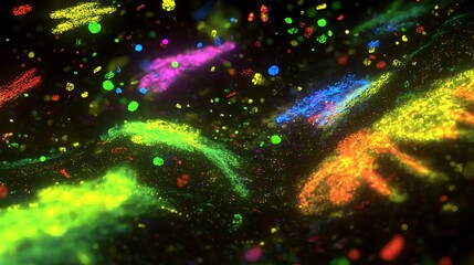 Abstract vibrant glowing particles