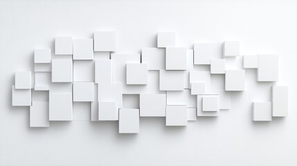 Obraz premium White Cubes Abstract Composition Minimalist Style High-Resolution Image Landscape Arrangement Geometric Pattern Modern Design White Background Clean Aesthetic Ideal for website backgrounds
