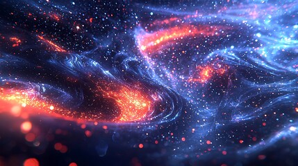 Abstract cosmic nebula with vibrant colors and glowing particles