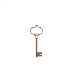 An antique key on white background create with generative ai
