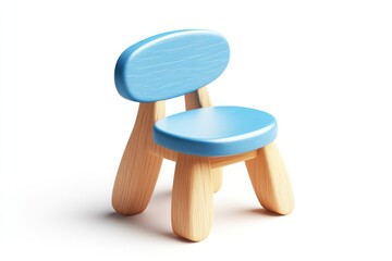 Minimalist Wooden Chair with Blue Seat and Backrest for Modern Interiors
