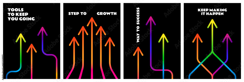 Poster Growth Up Gradient Arrows. Abstract Business Backgrounds Concept. Vector Line Color Arrows