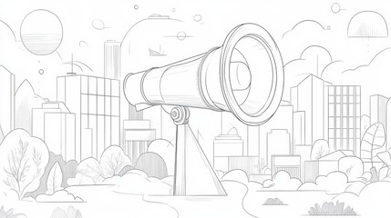 Continuous single one line art drawing of megaphone speaker for news and promotion vector illustration