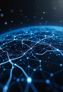 Global network connections on blue digital sphere
