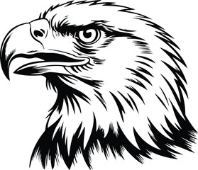 Eagle Head Silhouette Vector | Bald Eagle Face Clipart Eagle Head Outline Icon | Bird of Prey Vector Set