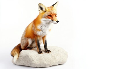 Obraz premium Red Fox Sitting on a Rock - Wildlife Photography