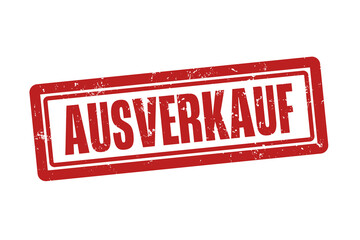 Ausverkauf (Sellout) - A red stamp, isolated on white background.