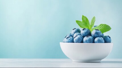 Fresh blueberries in a white bowl