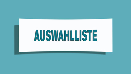 Auswahlliste (Selection list) - A card isolated on light green background.