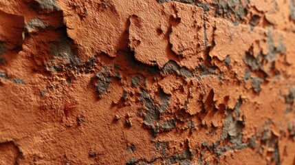 Fototapeta premium Peeling Brown Wall Texture Background with Cracked Surface Close Up