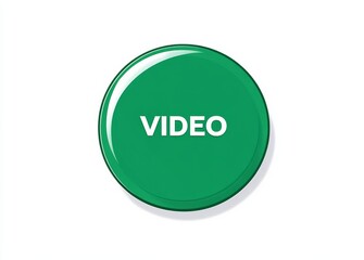 Green button with white text 'VIDEO' and play icon in flat design