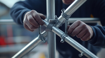 Person Assembling Metal Framework
