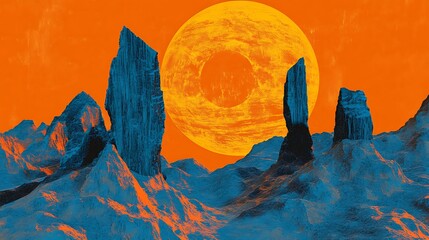 Alien landscape with vibrant sun