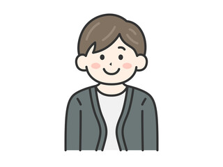 カーディガンを着た、男性（線画カラー）のイラスト