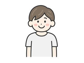 Obraz premium Tシャツを着た、男性（線画カラー）のイラスト 