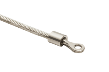 Steel Cable End: Eyelet Connector Detail, Isolated on White.