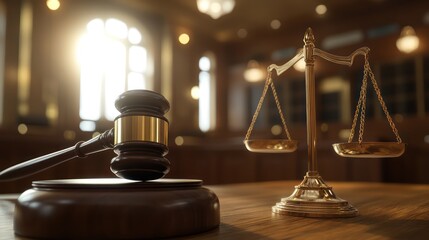 Courtroom gavel scales justice legal image