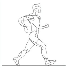 Fototapeta premium Happy running man. Continuous one line drawing 