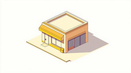 Isometric Pixel Art Shop Facade, City Street Scene, Business Building, Retail Design