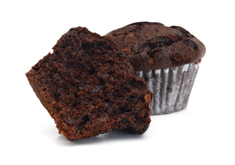 Tasty muffin cake, isolated on white 